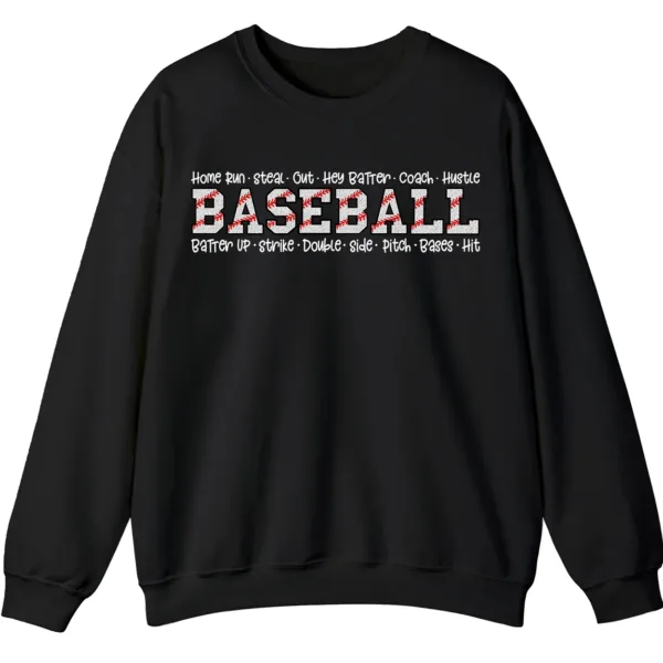 Baseball Word Cloud Sweatshirt, Game Day Coach Player Crewneck, Home Run Steal Batter Up Pullover, Sports Fan Gift