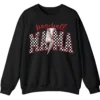 5.7 Baseball Mama Lightning Bolt Sweatshirt, Checkered Game Day Crewneck, Distressed Sports Mom Pullover, Red Glitter Leopard Print Gift