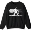 5.7 Distressed American Flag Baseball Player Sweatshirt, Patriotic Game Day Crewneck, USA Sports Fan Pullover