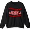 5.7 Baseball Red Stitches Typography Sweatshirt, Bold Game Day Fan Crewneck, Minimalist Sports Pullover