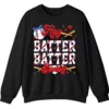 5.7 Baseball Mama Checkered Sweatshirt, Retro Softball Bow Crewneck, Game Day Mom Pullover