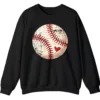 5.7 Vintage Baseball Heart Design Pullover Sweater Unisex