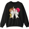 5.7 Feminine Glitter Baseball Bow Crewneck Sweatshirt Pink