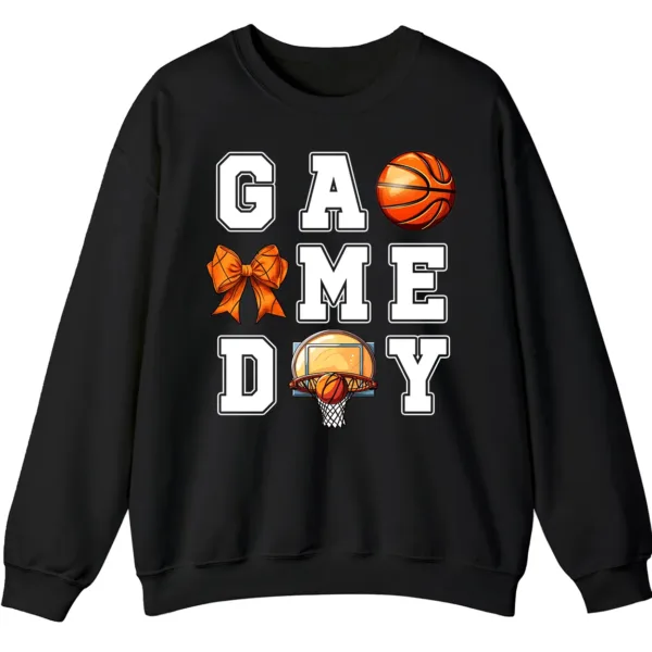 5.7 Basketball Game Day Bow Graphic Crewneck Sweatshirt