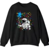5.7 Astronaut Puzzle Piece Balloon Autism Awareness Sweatshirt, Spaceman Crewneck