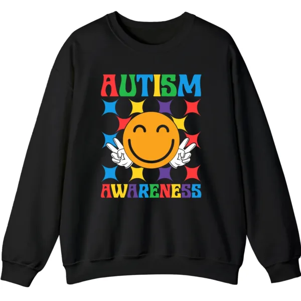 5.7 Autism Awareness Smiley Face Sweatshirt, Cute Happy Face Neurodiversity Crewneck