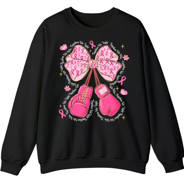 Together We Fight Pink Ribbon Boxing Gloves Crewneck Sweatshirt