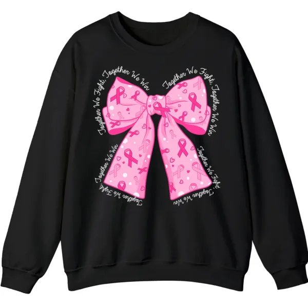 5.7 Breast Cancer Awareness Pink Ribbon Bow Sweatshirt, Together We Fight, Together We Win
