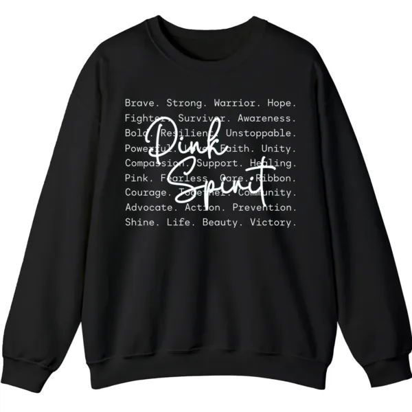 5.7 Pink Spirit Breast Cancer Awareness Sweatshirt, Warrior Hope Survivor Word Cloud Shirt