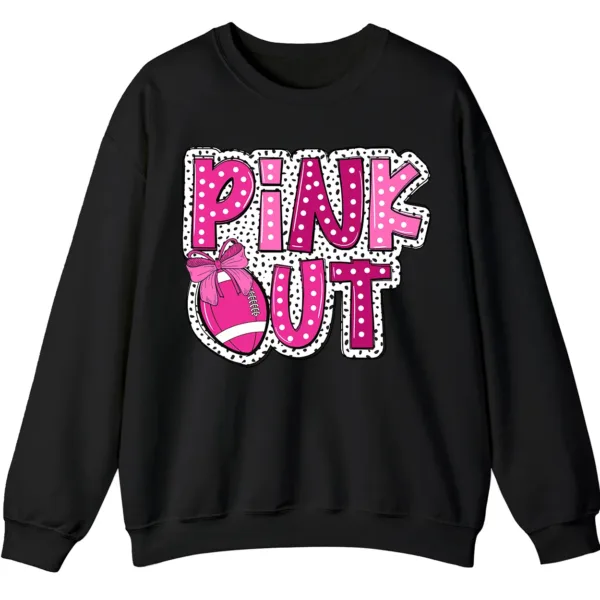 Pink Out Football Game Day Sweatshirt, Breast Cancer Awareness Cheerleading Pink Football Crewneck
