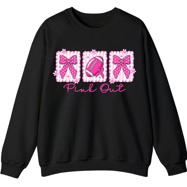 Pink Out Football Game Day Sweatshirt, Breast Cancer Awareness Cheerleading Pink Football Crewneck