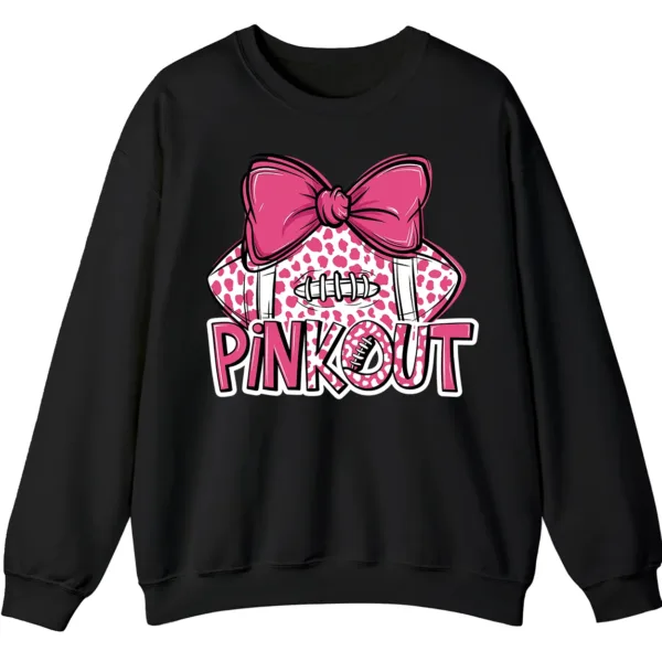 Pink Out Football Game Day Sweatshirt, Breast Cancer Awareness Cheerleading Pink Football Crewneck