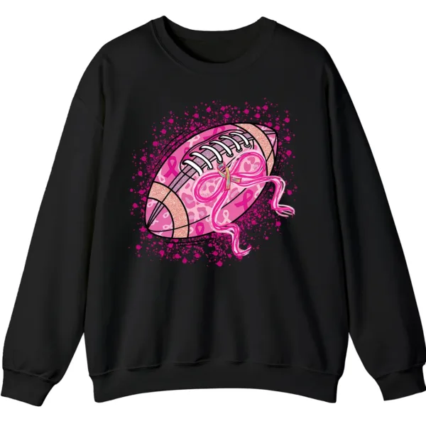 Pink Out Football Game Day Sweatshirt, Breast Cancer Awareness Cheerleading Pink Football Crewneck