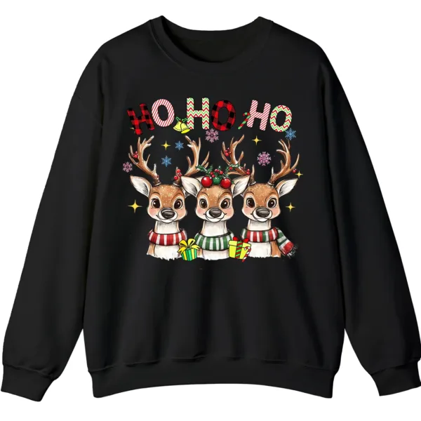 Reindeer Plaid Scarf Christmas Sweatshirt, Funny Ho Ho Holiday Shirt