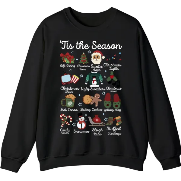 5.7 'Tis The Season Christmas Sweatshirt, Hot Cocoa Cookie Holiday Crewneck