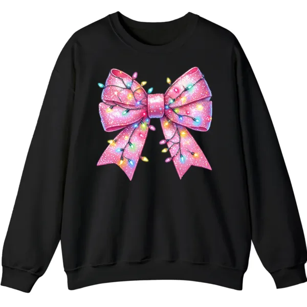 5.7 Pink Christmas Lights Bow Sweatshirt