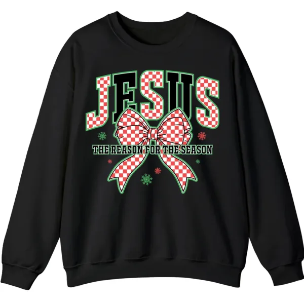 Jesus The Reason Plaid Bow Christmas Sweatshirt