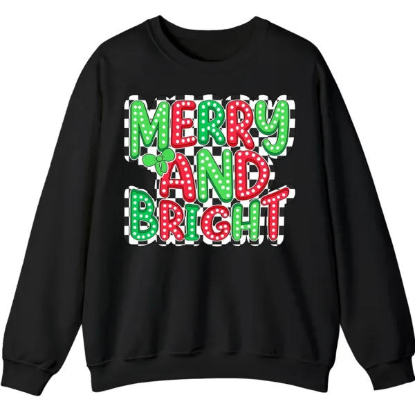 Merry And Bright Checkerboard Christmas Sweatshirt
