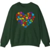 5.8 Colorful Puzzle Piece Heart Autism Awareness Sweatshirt, Jigsaw Heart Crewneck