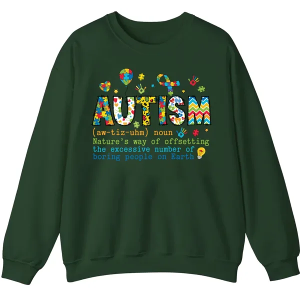 5.8 Funny Autism Definition Sweatshirt, "Offsetting Boring People" Sarcastic Crewneck Gift