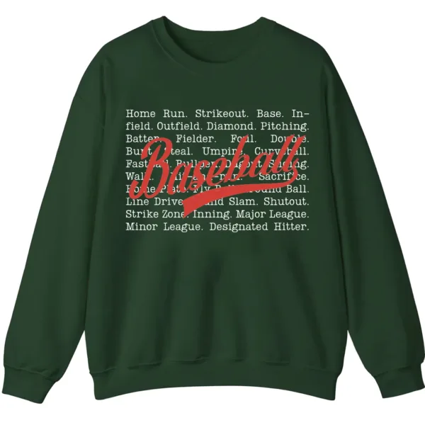 5.8 Baseball Terms Sweatshirt - Typographic Word List Crewneck Gift