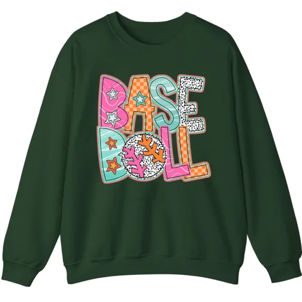 5.8 Groovy Retro Pastel Baseball Sweatshirt, Funky Pop Art Game Day Crewneck, Neon Checkerboard Sports Pullover, Bright Softball Fan Gift