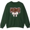 5.8 Leopard Mama Baseball Bow Sweatshirt, Checkered Cheetah Sports Mom Crewneck, Game Day Mom Gift Pullover
