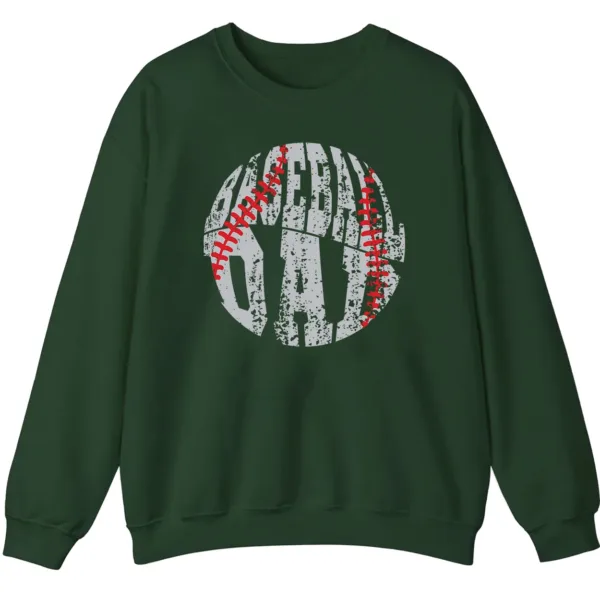 5.8 Baseball Game Day Distressed Typography Sweatshirt, Grunge Circle Dad Player Fan Crewneck