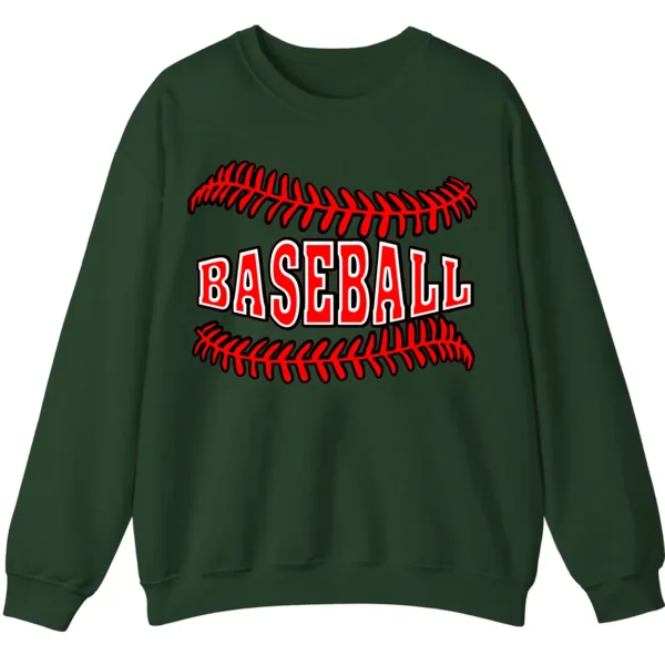 5.8 Baseball Red Stitches Typography Sweatshirt, Bold Game Day Fan Crewneck, Minimalist Sports Pullover