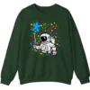 5.8 Astronaut Puzzle Piece Balloon Autism Awareness Sweatshirt, Spaceman Crewneck