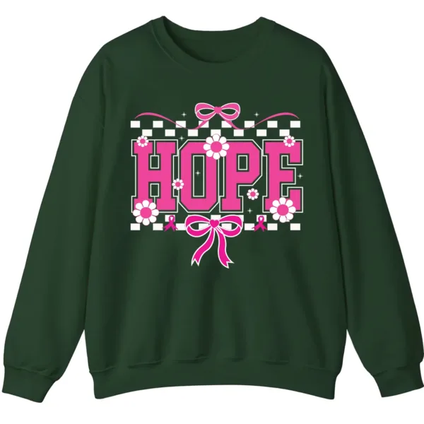 5.8 HOPE Breast Cancer Awareness Pink Ribbon Crewneck Sweatshirt