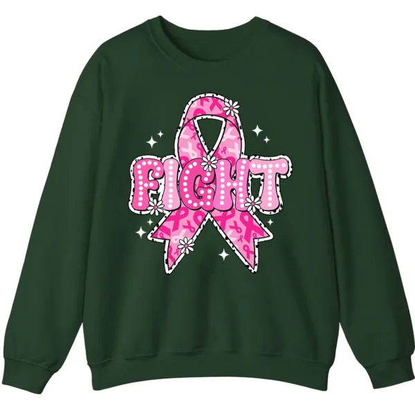 5.8 FIGHT Breast Cancer Warrior Pink Ribbon Crewneck Sweatshirt