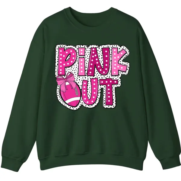 Pink Out Football Game Day Sweatshirt, Breast Cancer Awareness Cheerleading Pink Football Crewneck