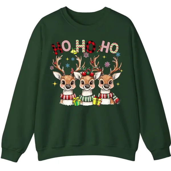 Reindeer Plaid Scarf Christmas Sweatshirt, Funny Ho Ho Holiday Shirt