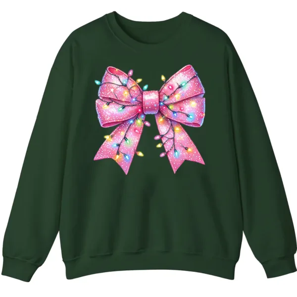 5.8 Pink Christmas Lights Bow Sweatshirt