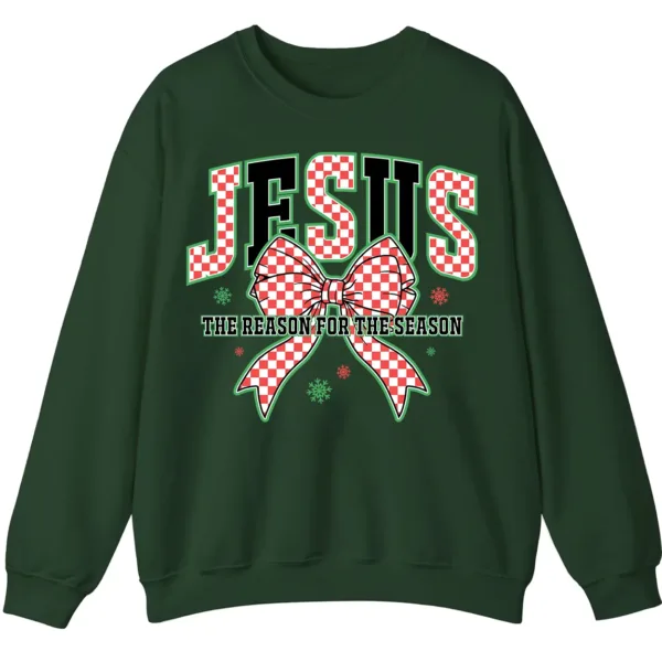 Jesus The Reason Plaid Bow Christmas Sweatshirt