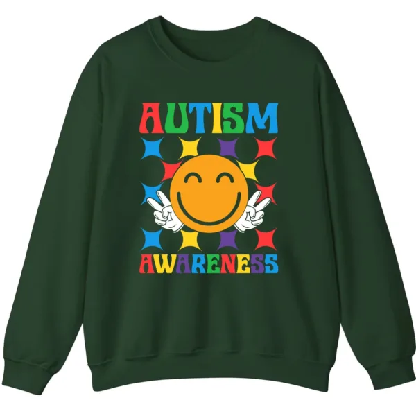 5.8 Autism Awareness Smiley Face Sweatshirt, Cute Happy Face Neurodiversity Crewneck