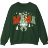 Checkered Mama Christmas Sweatshirt with Lightning Bolt & Reindeer Sleigh