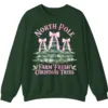 5.8 Women's Pink Bow Watercolor Christmas Tree Sweatshirt from the North Pole Farm Fresh Christmas Trees