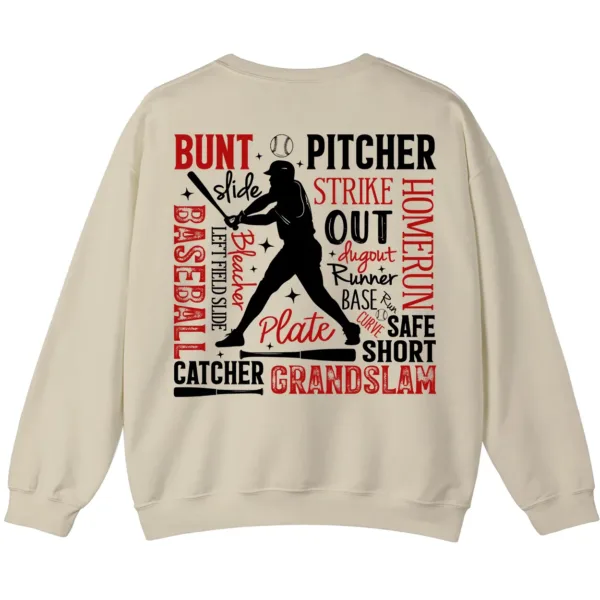 6.1 Baseball Terms Word Cloud Sweatshirt, Player Game Day Pullover, Grand Slam Pitcher Catcher Fan Crewneck