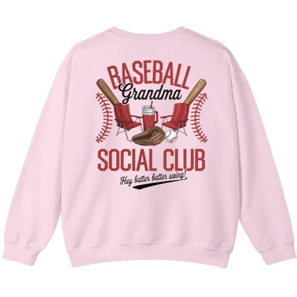 Baseball Grandma Social Club Sweatshirt, Funny Game Day Crewneck, Sports Grandparent Gift, Hey Batter Batter Swing Pullover