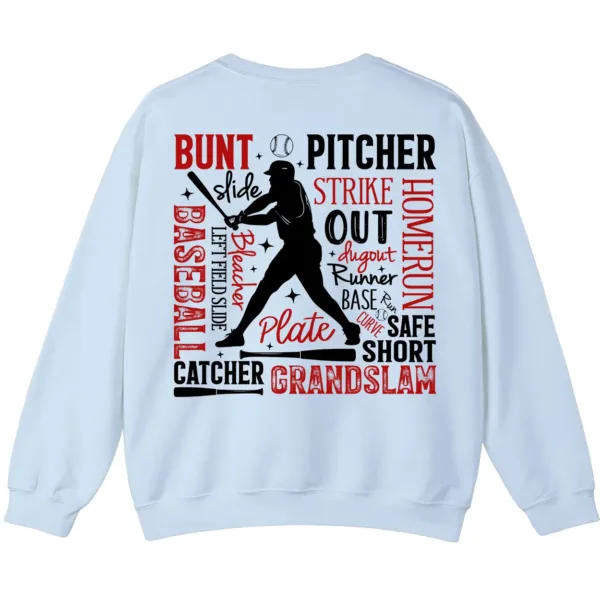 6.3 Baseball Terms Word Cloud Sweatshirt, Player Game Day Pullover, Grand Slam Pitcher Catcher Fan Crewneck