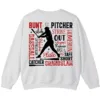 6.4 Baseball Terms Word Cloud Sweatshirt, Player Game Day Pullover, Grand Slam Pitcher Catcher Fan Crewneck
