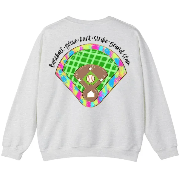6.4 Baseball Field Sweatshirt, Retro Game Day Diamond Pullover, Groovy Sports Mom Gift