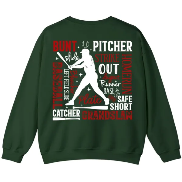 6.7 Baseball Terms Word Cloud Sweatshirt, Player Game Day Pullover, Grand Slam Pitcher Catcher Fan Crewneck