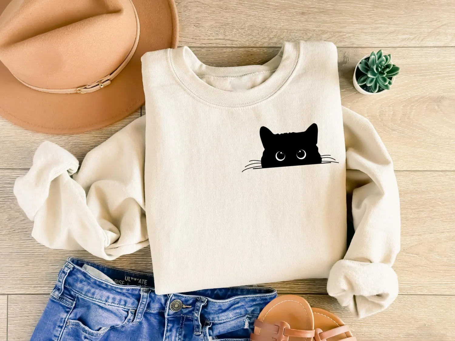 Cute Black Cat Halloween Sweatshirt