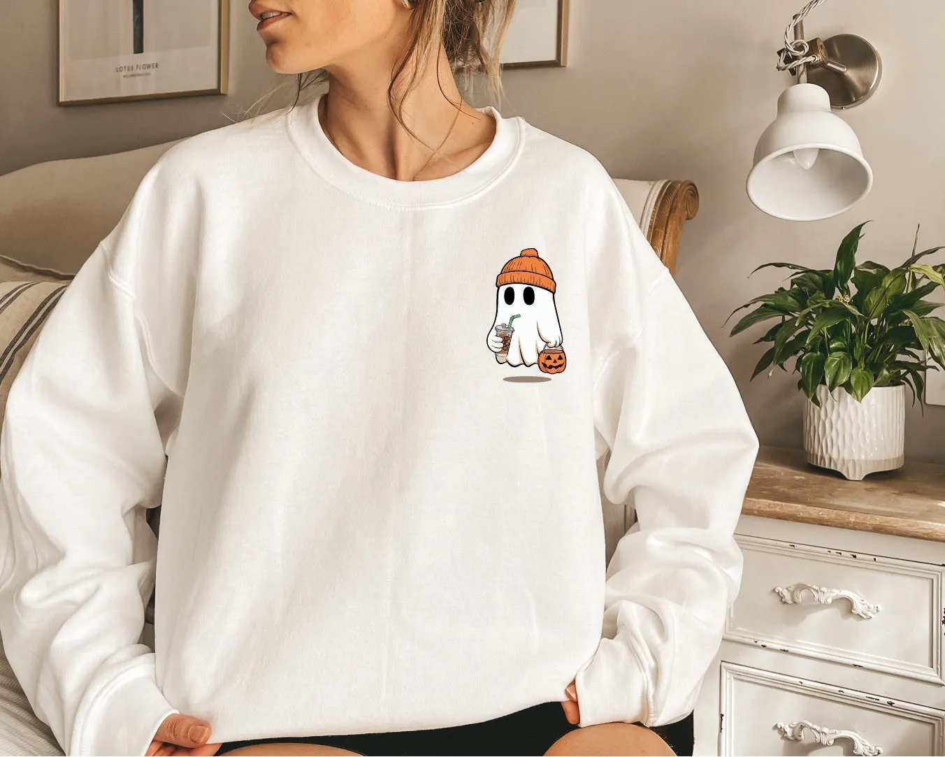 Cute Little Ghost Iced Coffee Halloween Sweatshirt Cute Little Ghost Iced Coffee Halloween Sweatshirt