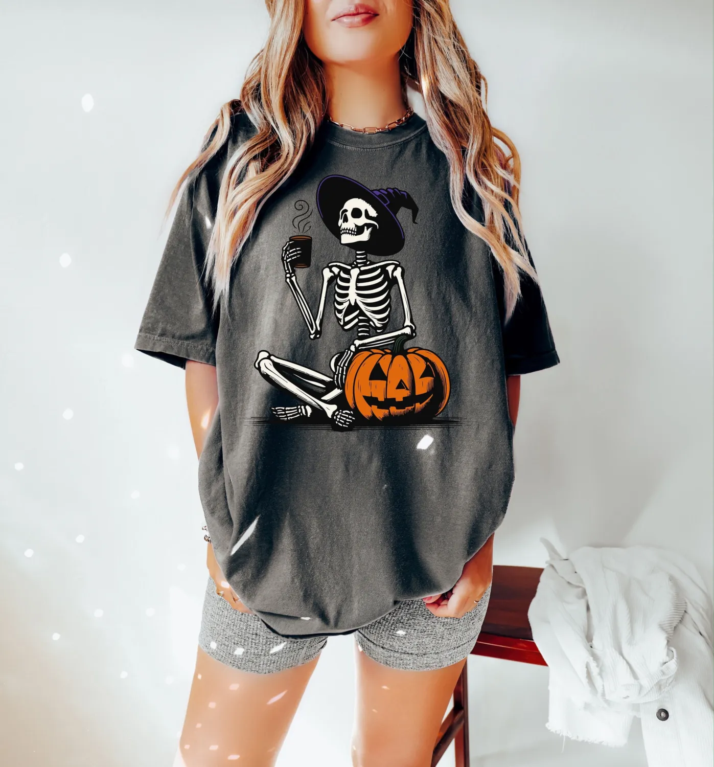 Skeleton Pumpkin Coffee Halloween T-Shirt Skeleton Pumpkin Coffee Halloween T-Shirt
