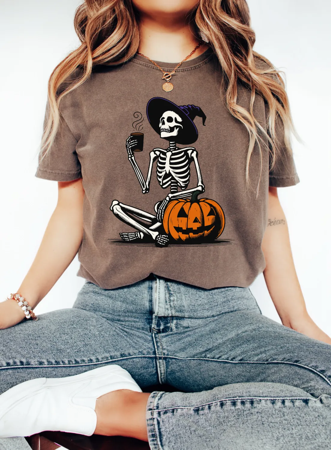 Skeleton Pumpkin Coffee Halloween T-Shirt Skeleton Pumpkin Coffee Halloween T-Shirt