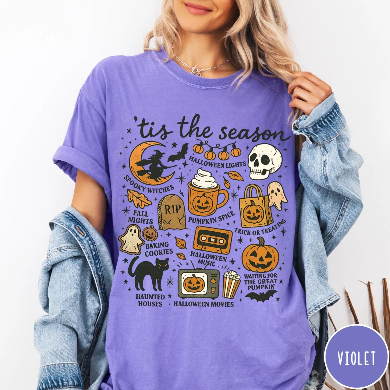 Tis The Season Vintage Pumpkin Witch Halloween T-Shirt